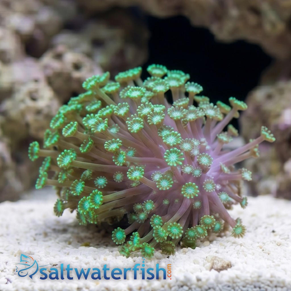 Alveopora Coral: Metallic Green - Aquacultured