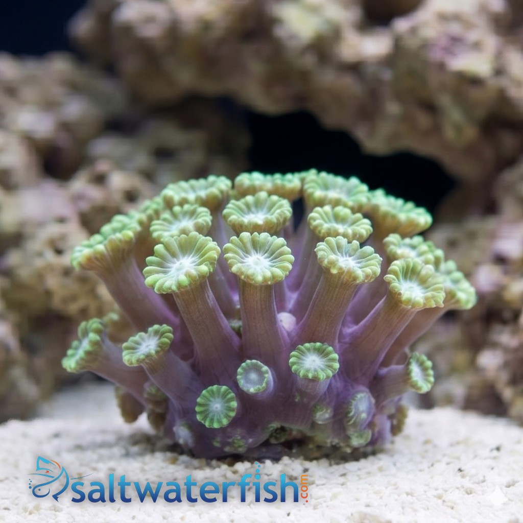 Alveopora Coral: Green - Aquacultured