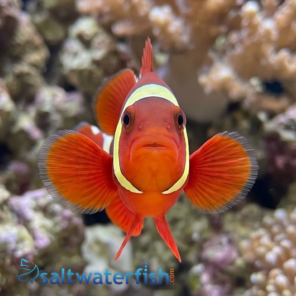 Goldflake Maroon Clownfish Captive-Bred