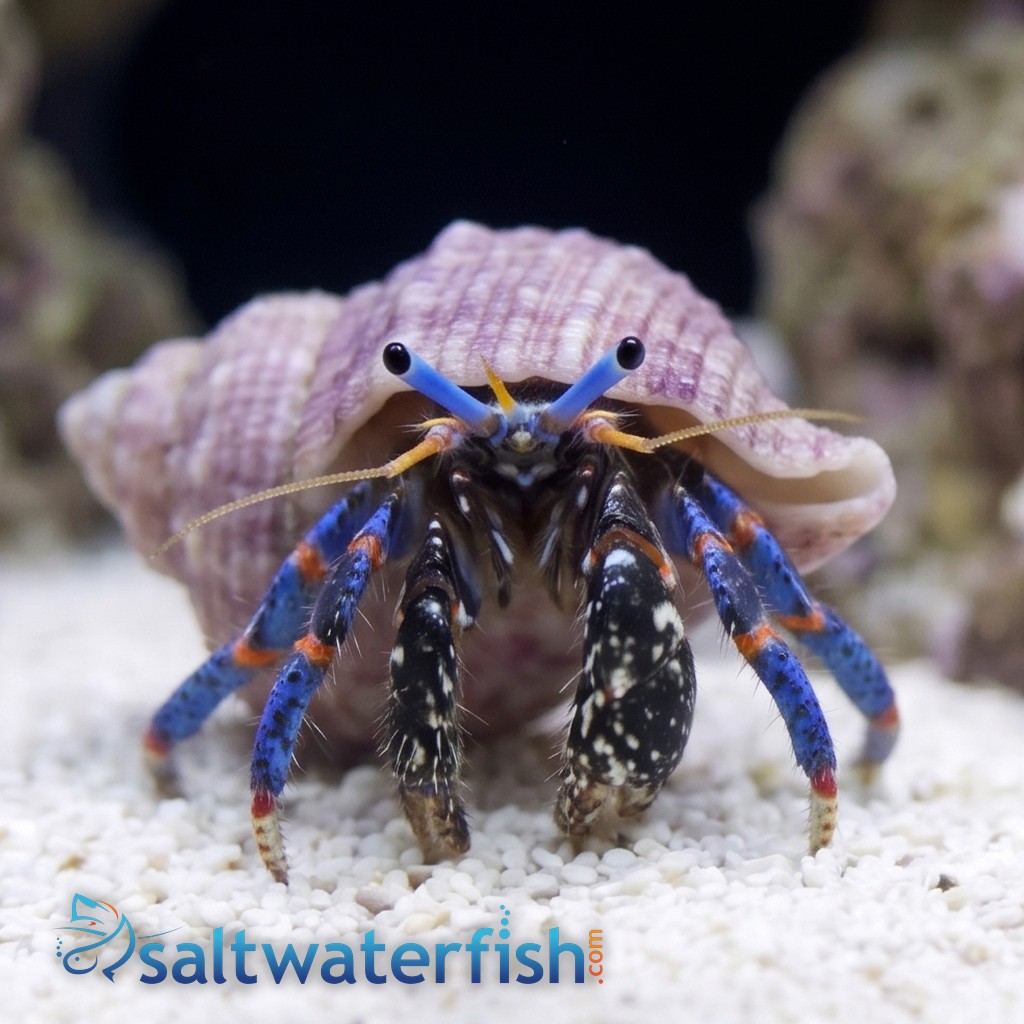 Dwarf Blue Leg Hermit Crab: White Shell