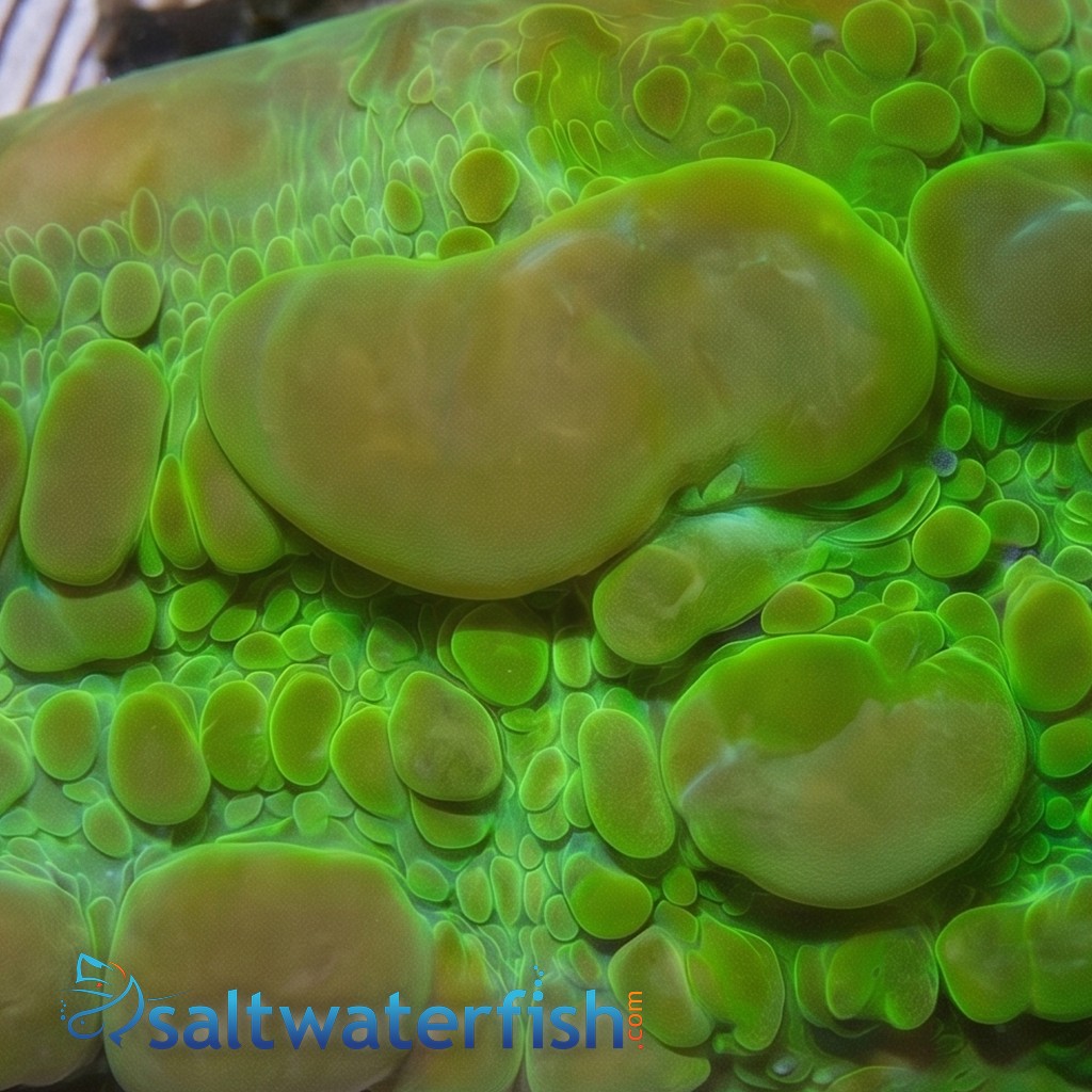 Chalice Coral: Green Cosmic Candy Bouce - Aquacultured