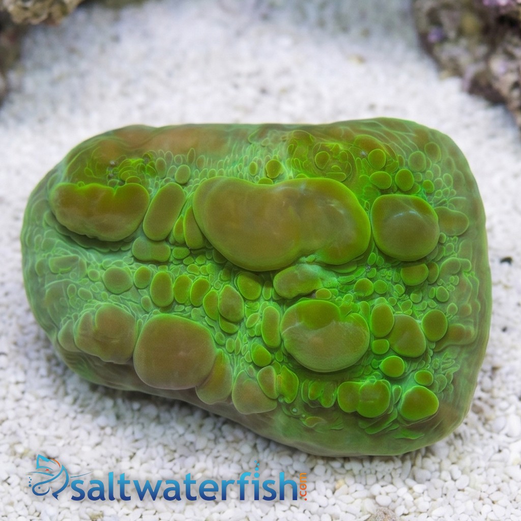 Chalice Coral: Green Cosmic Candy Bouce - Aquacultured