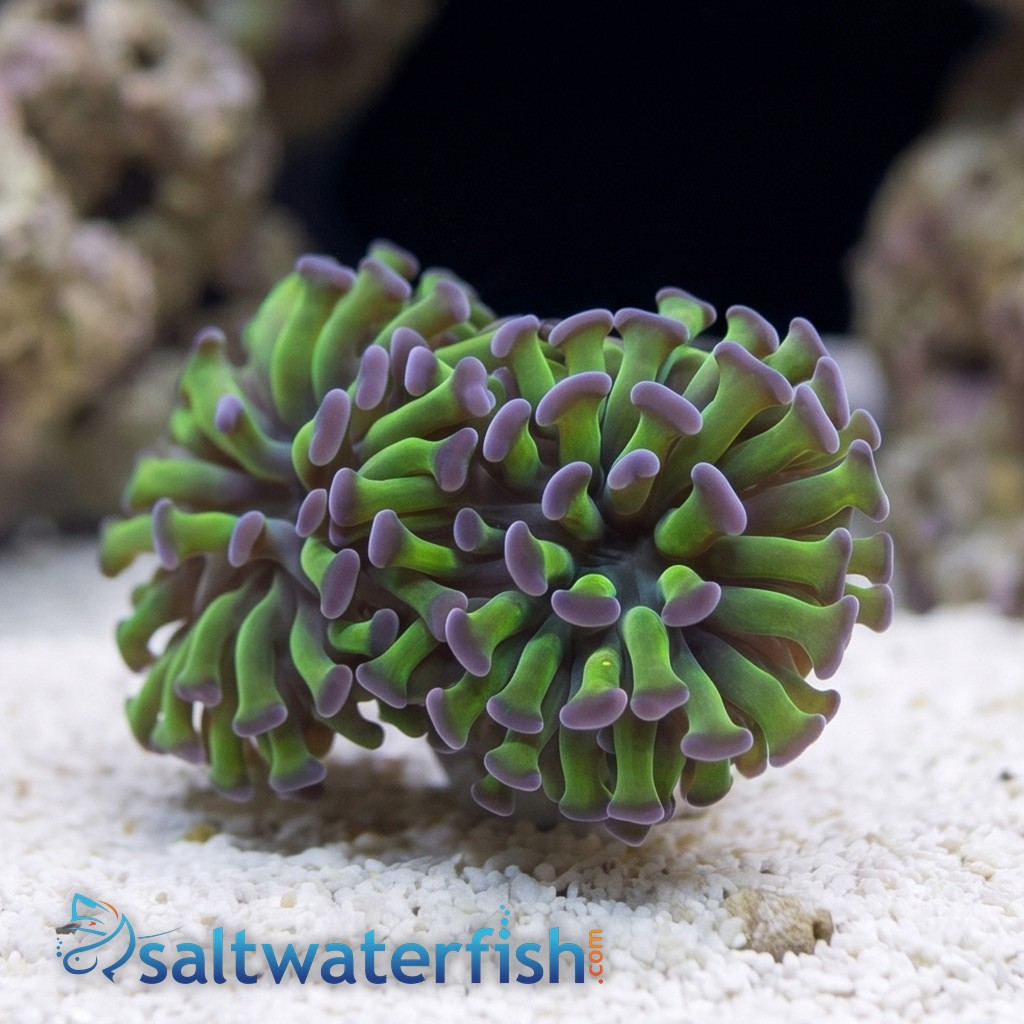 Hammer Coral: Green w/ Purple Tip - Aquacultured