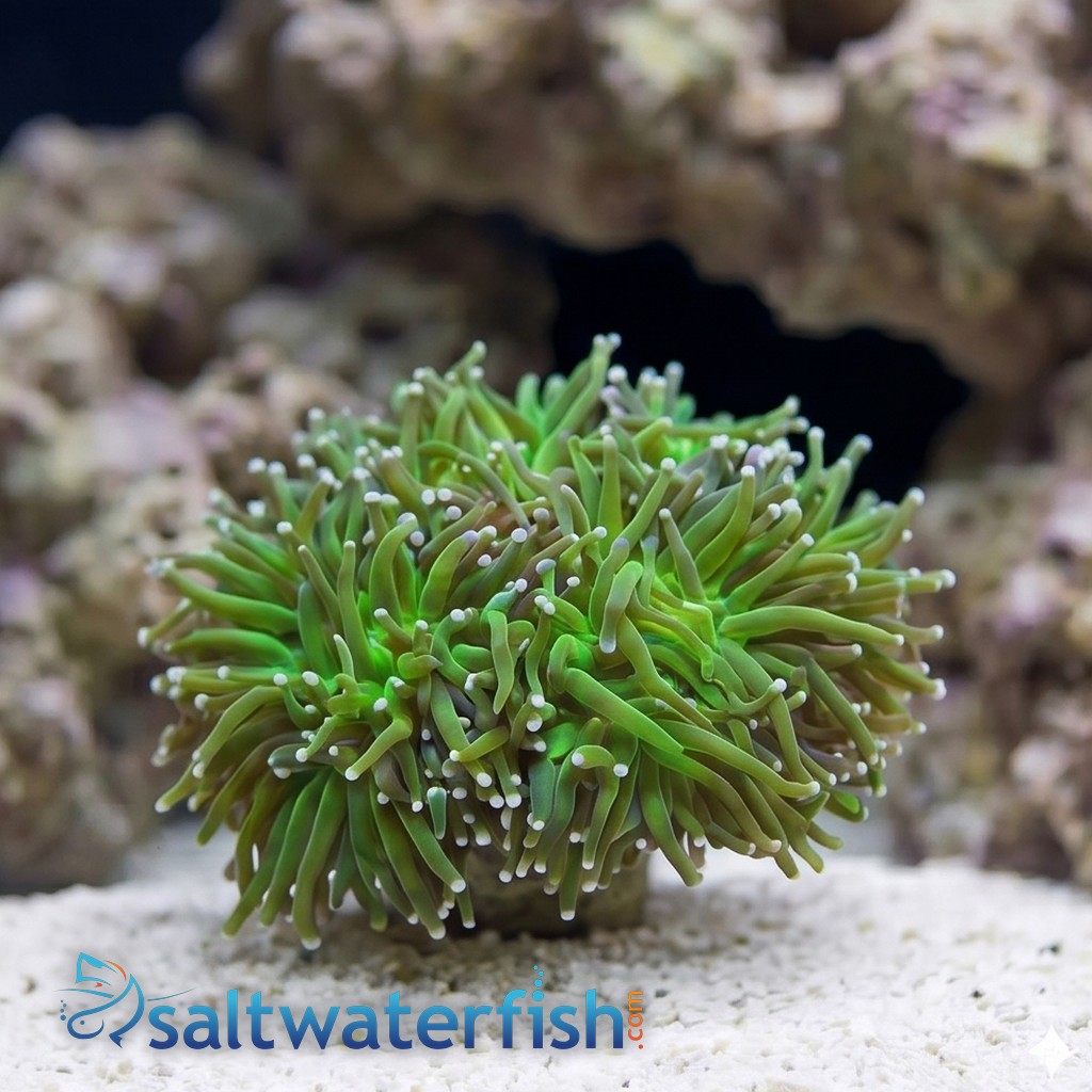 Torch Coral Frag: Green Center w/ Pink Tips - Indo Pacific