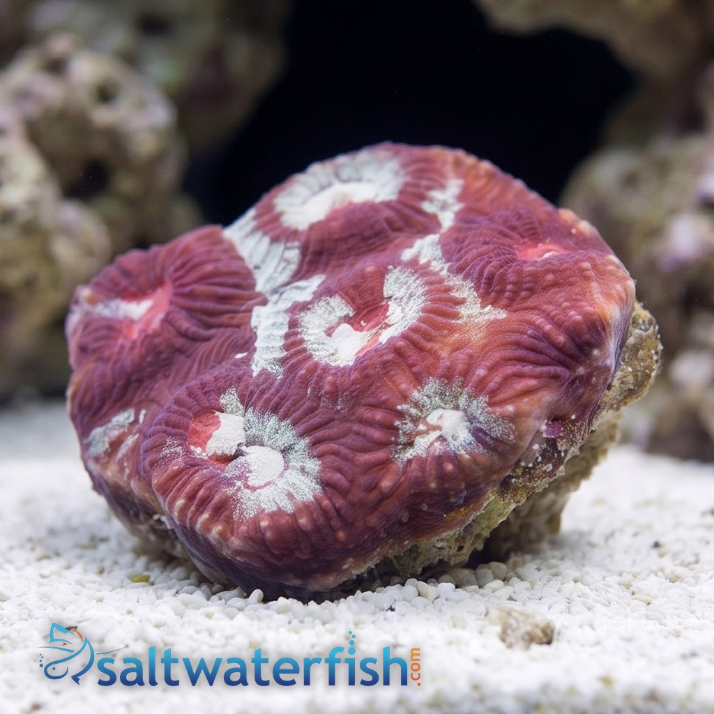 Favia Brain Coral: Green Red Splatter - Aquacultured