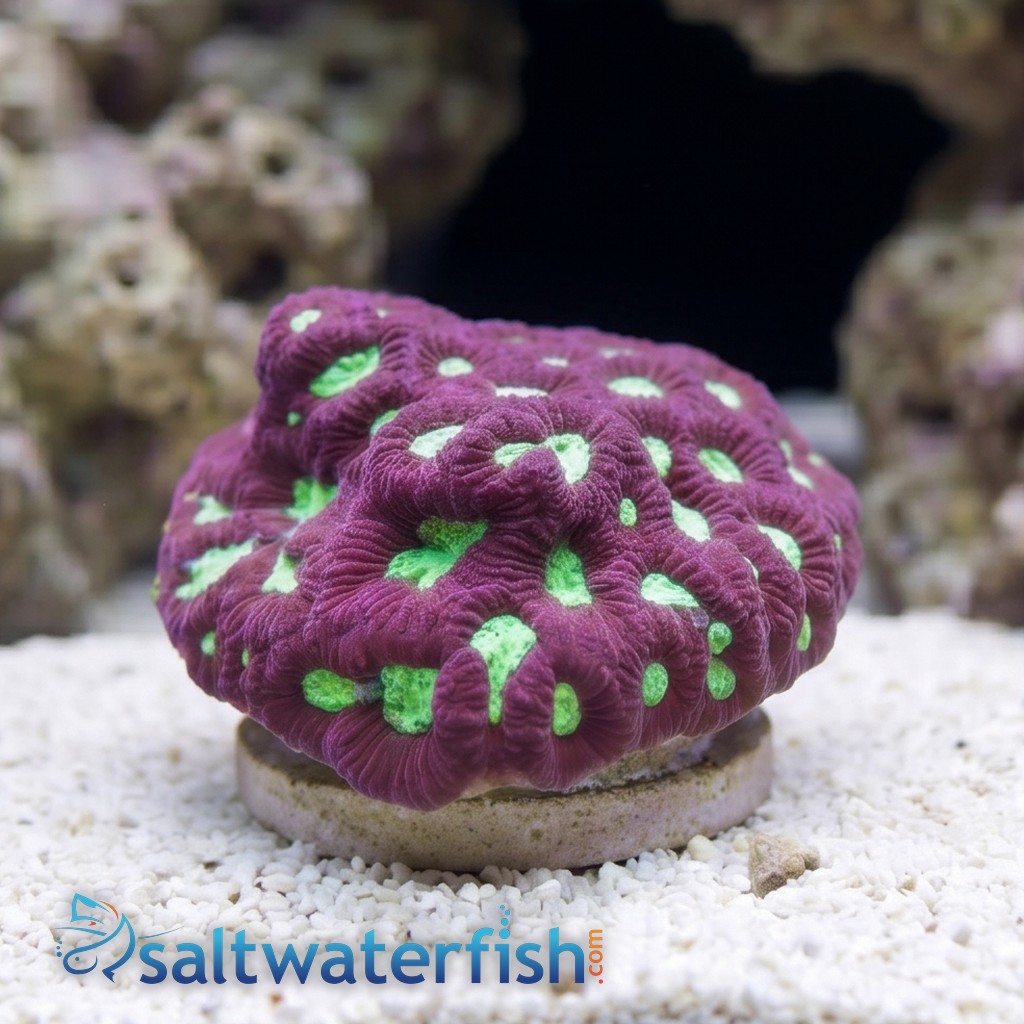 Favites Brain Coral: Green Eye w/ Red Rim - Aquacultured