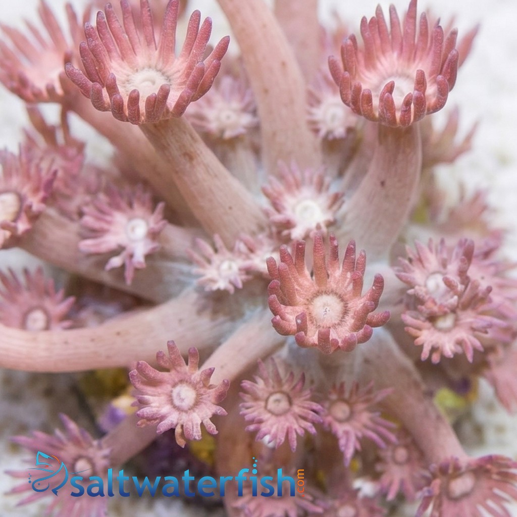 Goniopora Coral: Green Base w/ Pink Polyps "Watermelon" - Aquacultured