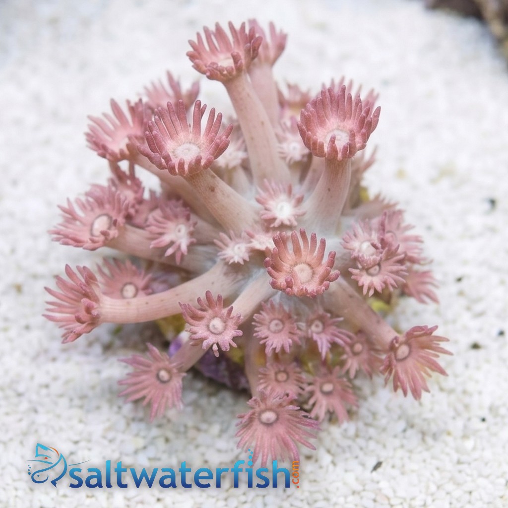 Goniopora Coral: Green Base w/ Pink Polyps "Watermelon" - Aquacultured