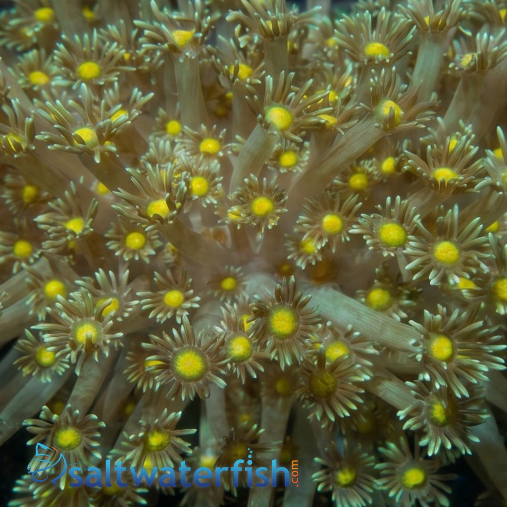 Goniopora Coral: Long Polyp Green w/ Colored Center