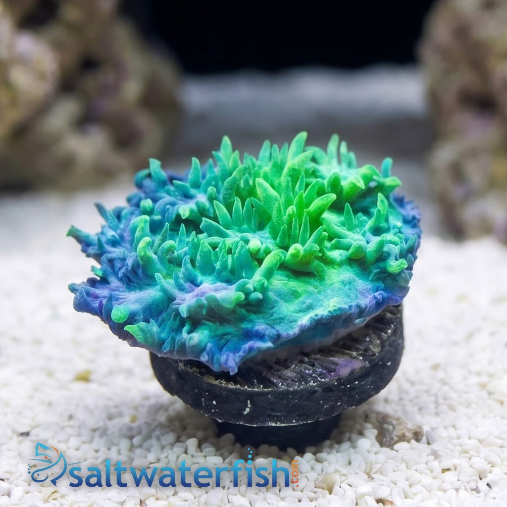 Horn Coral Hydnophora: Plating Green - Aquacultured