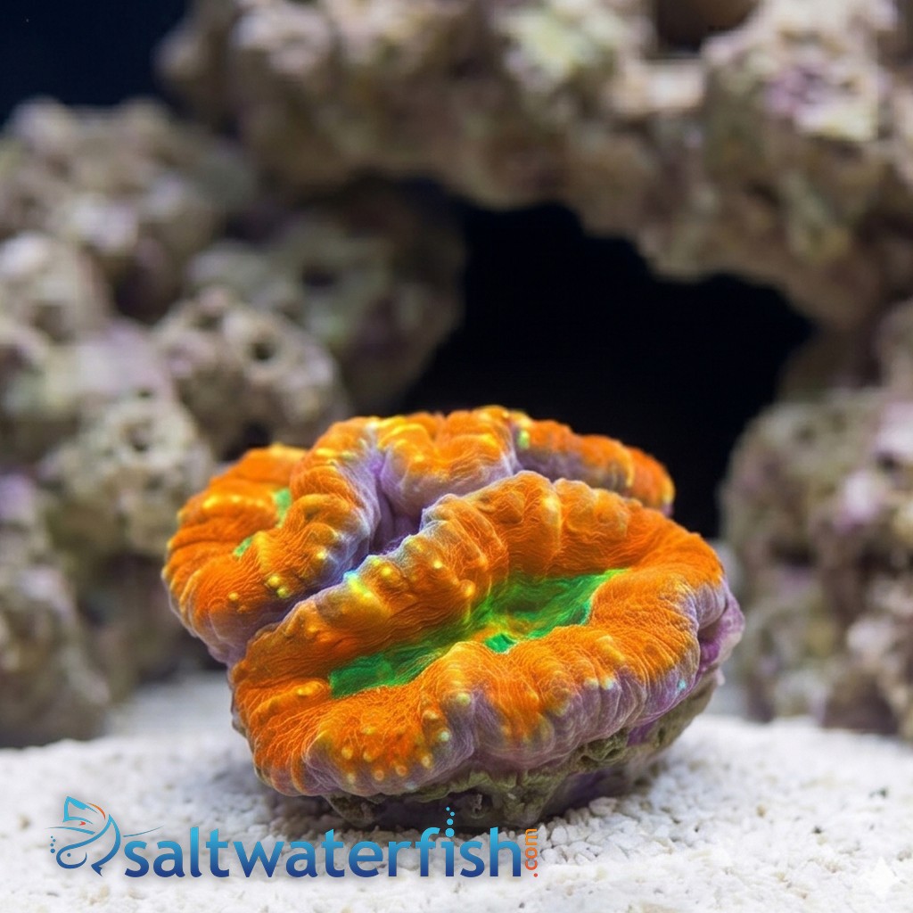 Lobophyllia Brain Coral: Orange Rim w/ Green Center