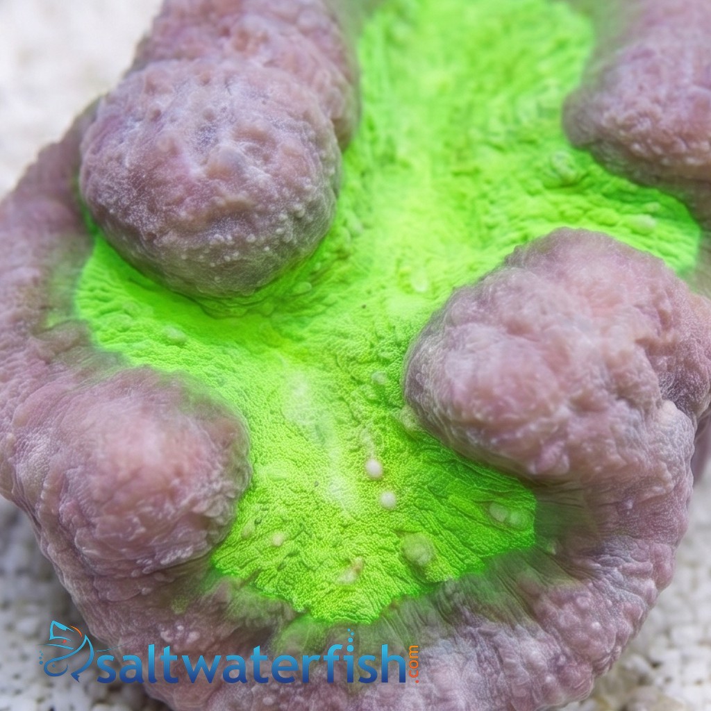Lobophyllia Brain Coral: Green and Purple - Aquacultured