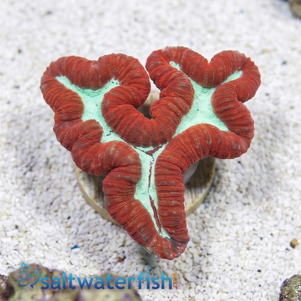 Lobophyllia Brain Coral: Red w/ Green - Indo Pacific