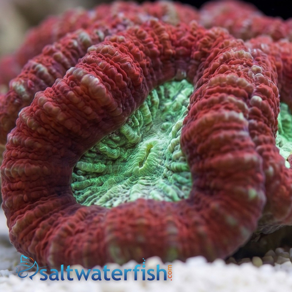 Lobophyllia Brain Coral: Red w/ Green - Aquacultured