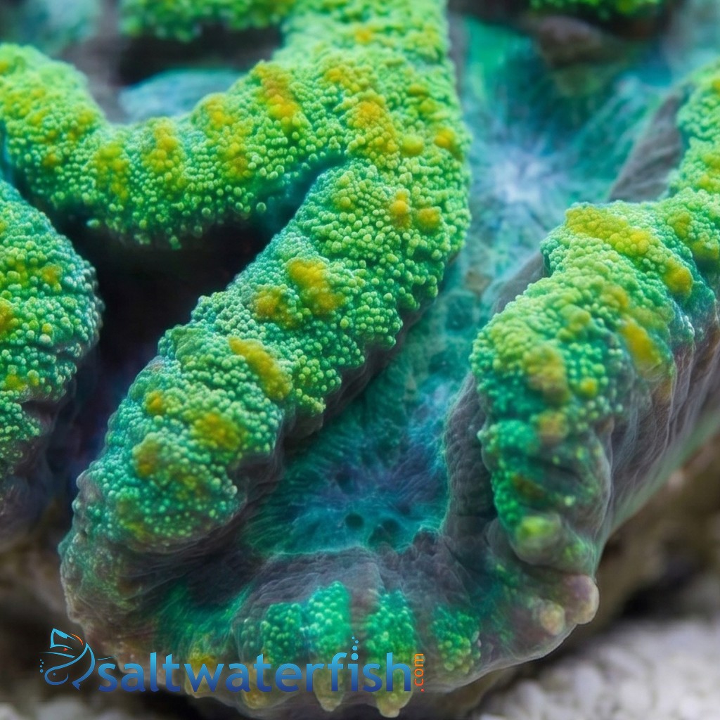 Lobophyllia Brain Coral: Green w/ Maroon Ring