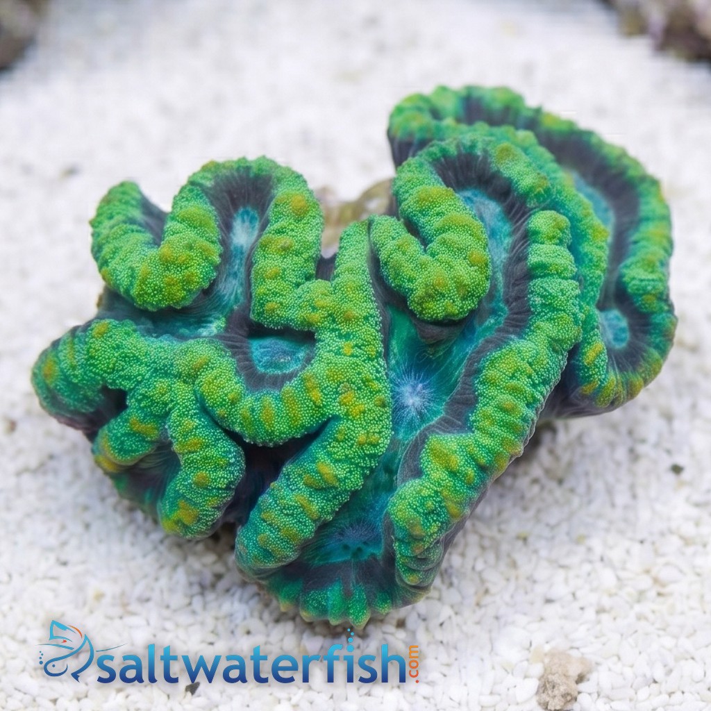 Lobophyllia Brain Coral: Green w/ Maroon Ring
