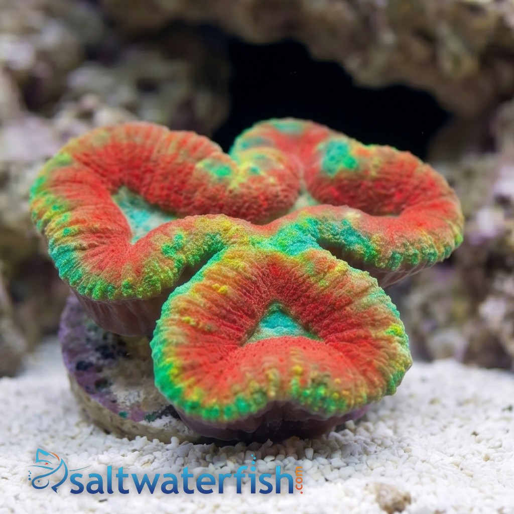 Aquacultured Lobophyllia Brain Coral: Red w/ Green Rim