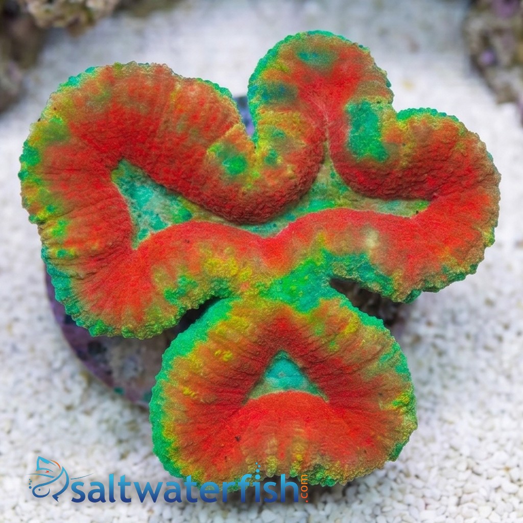 Aquacultured Lobophyllia Brain Coral: Red w/ Green Rim