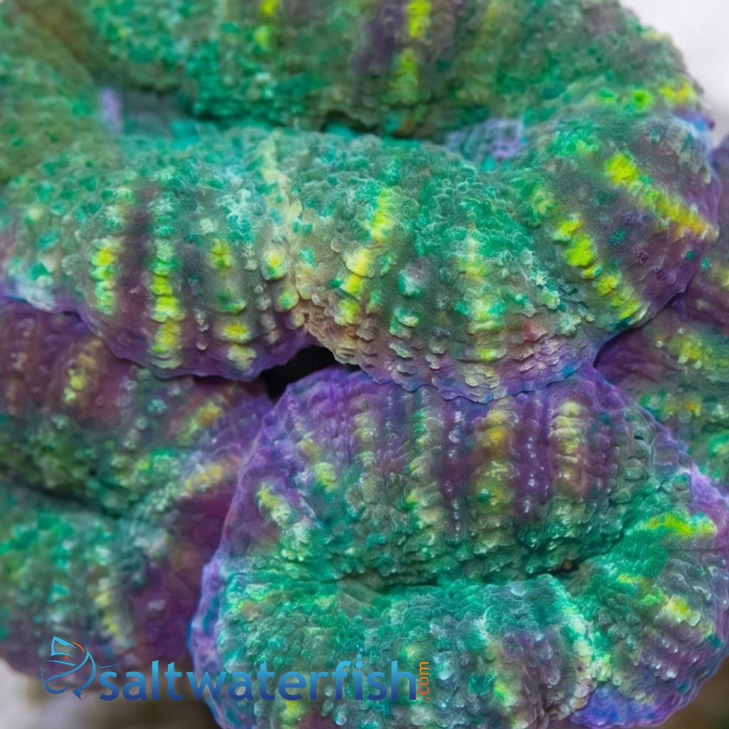 Lobophyllia Brain Coral: Mint Green w/ Pink Rim - Aquacultured