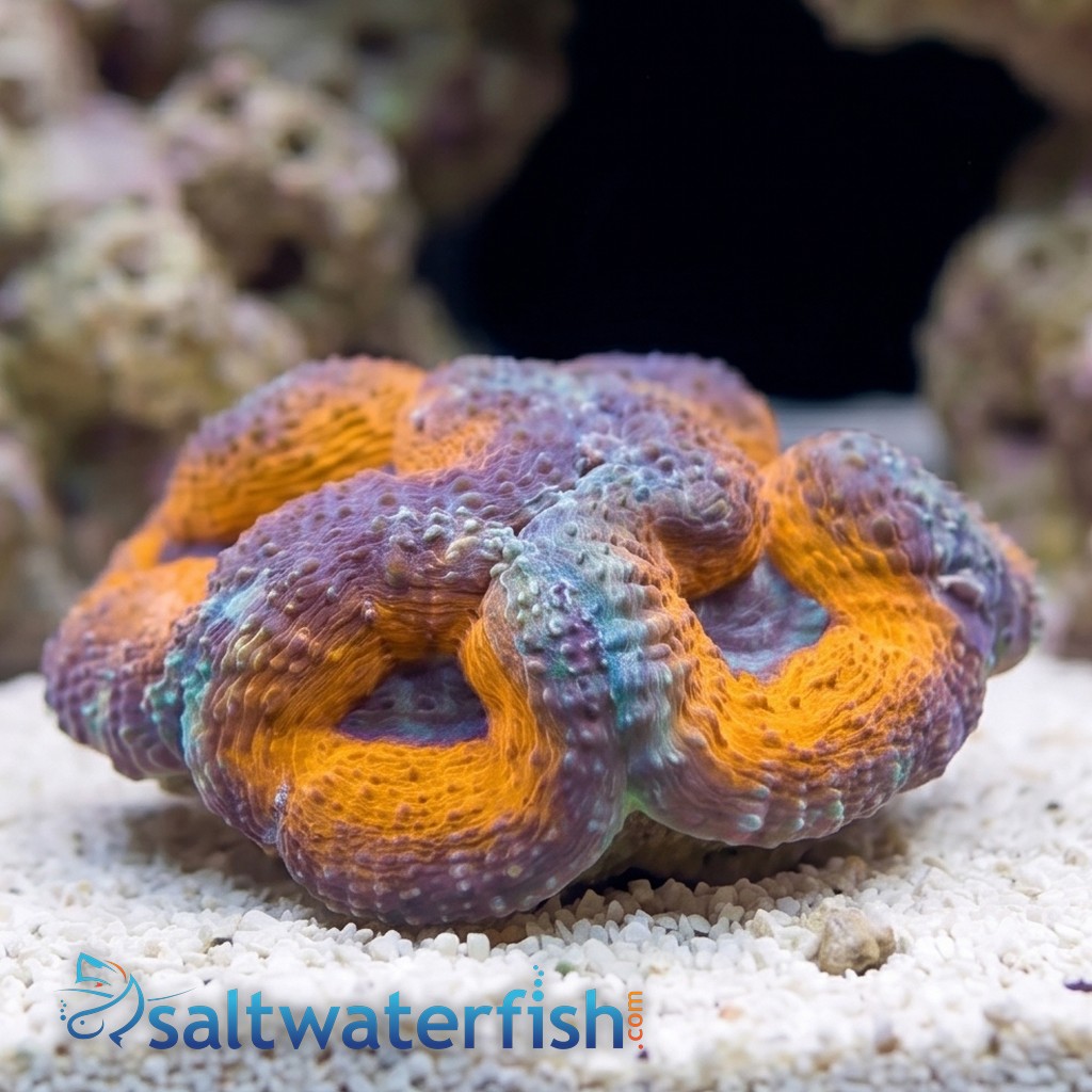 Lobophyllia Brain Coral: Orange Rim w/ Purple Center