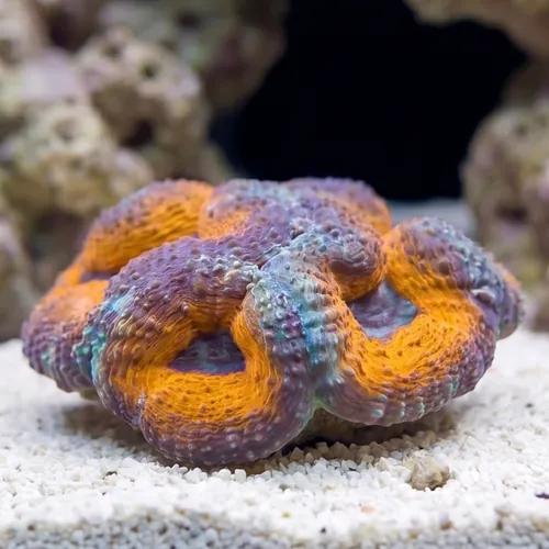 Lobophyllia Brain Coral: Orange Rim w/ Purple Center