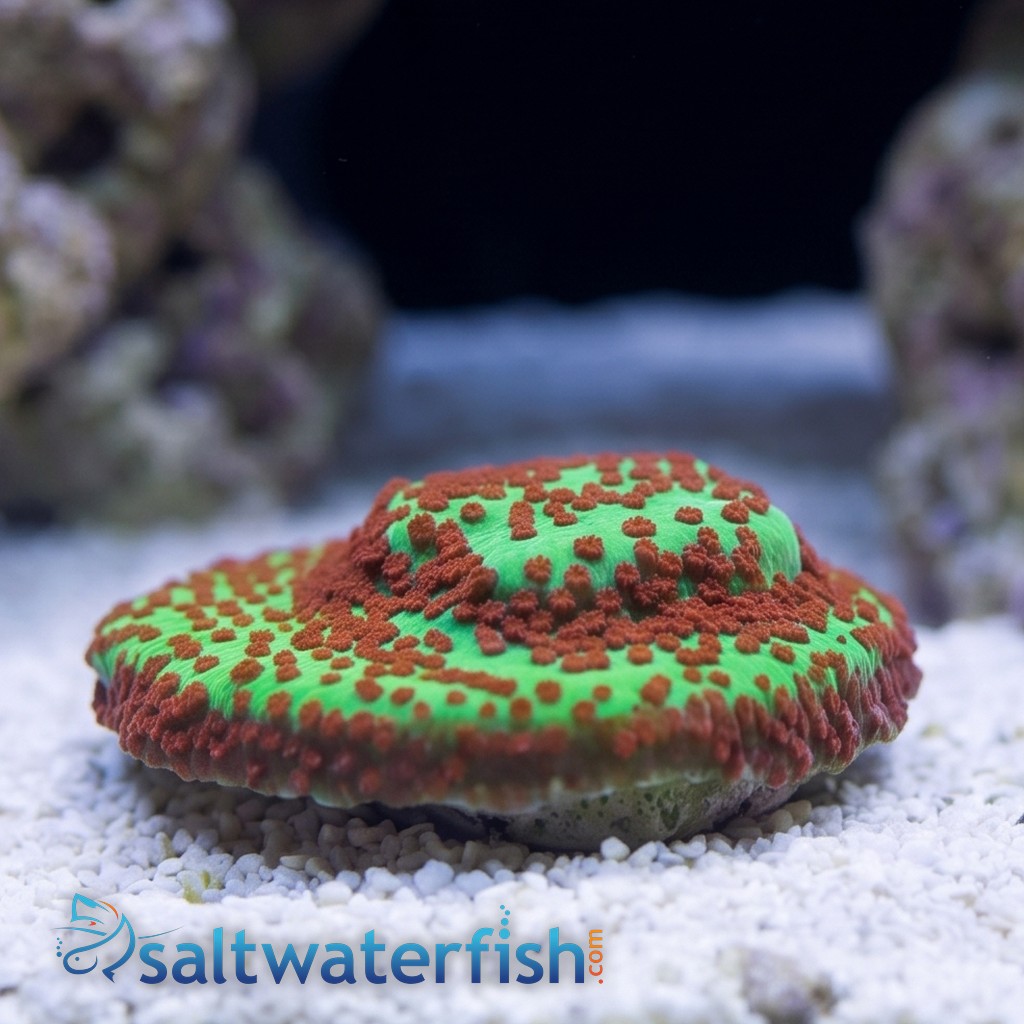 Montipora: "Season's Greetings" Green w/ Red Polyps - Aquacultured