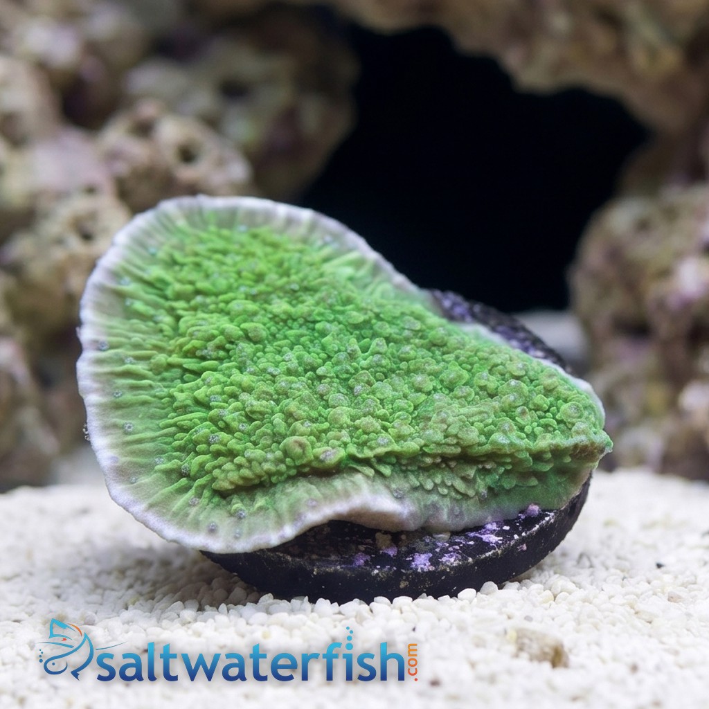 Plating Montipora Coral : Green w/ Blue Polyps