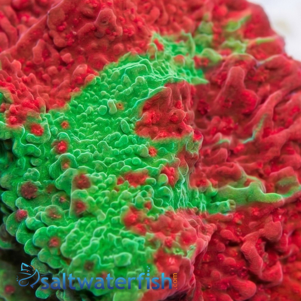 Plating Montipora: Green and Red w/ Red Polyps