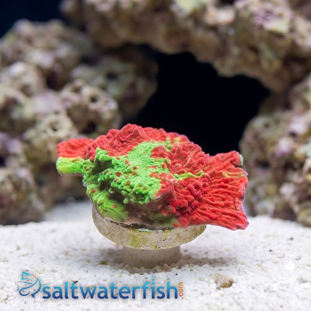 Plating Montipora: Green and Red w/ Red Polyps