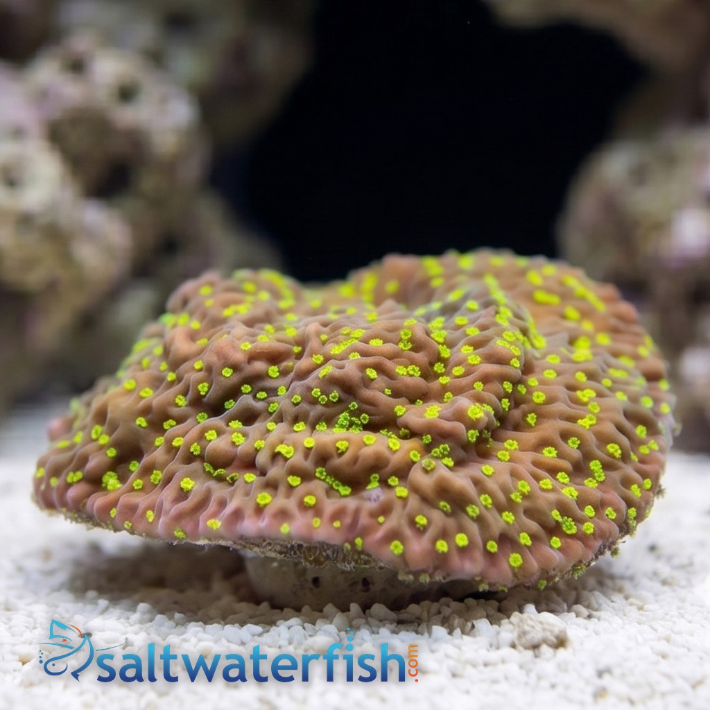 Encrusting Montipora: Green w/ Neon Green polyps & Pink Rim - Aquacultured