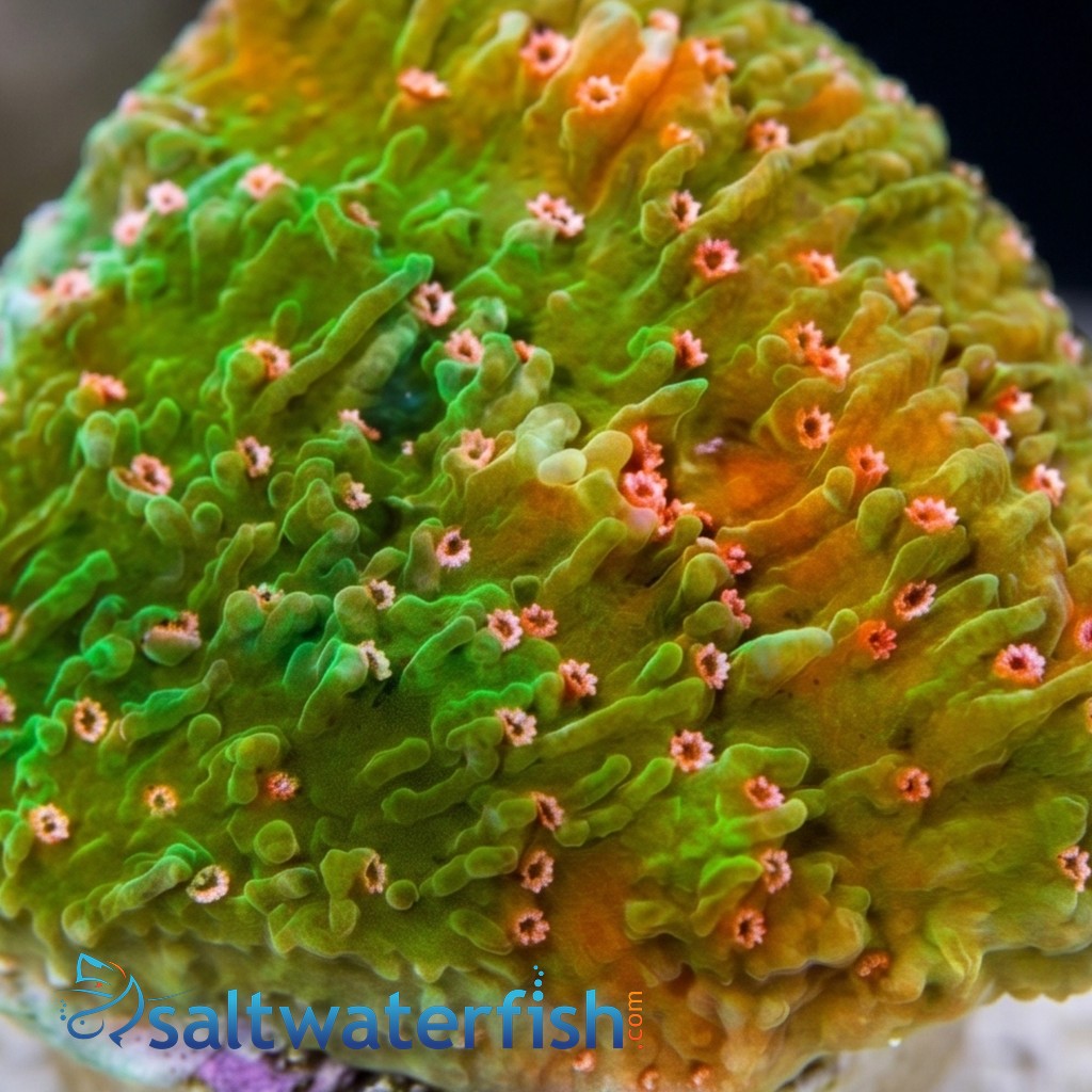 Cap Montipora:Green W/ Pink Polyps - Aquacultured