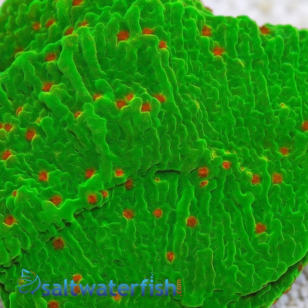 Montipora: "Season's Greetings" Green w/ Red Polyps - Aquacultured