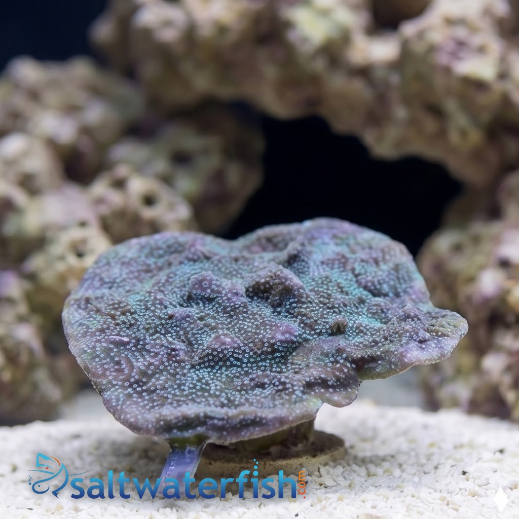 Plating Montipora Coral : Green w/ Blue Polyps