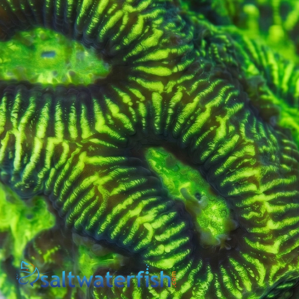 Platygyra Maze: Neon Green - Aquacultured