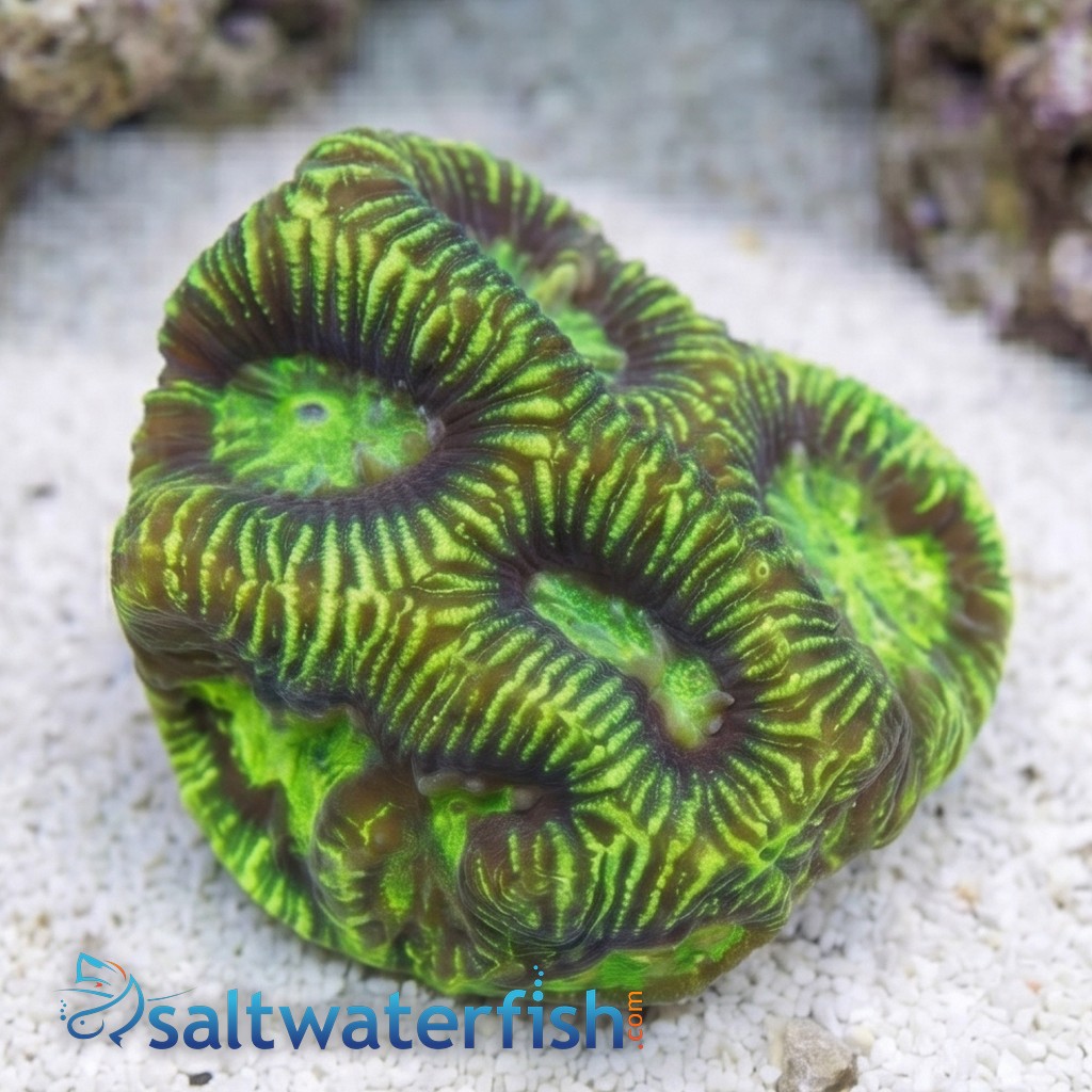 Platygyra Maze: Neon Green - Aquacultured