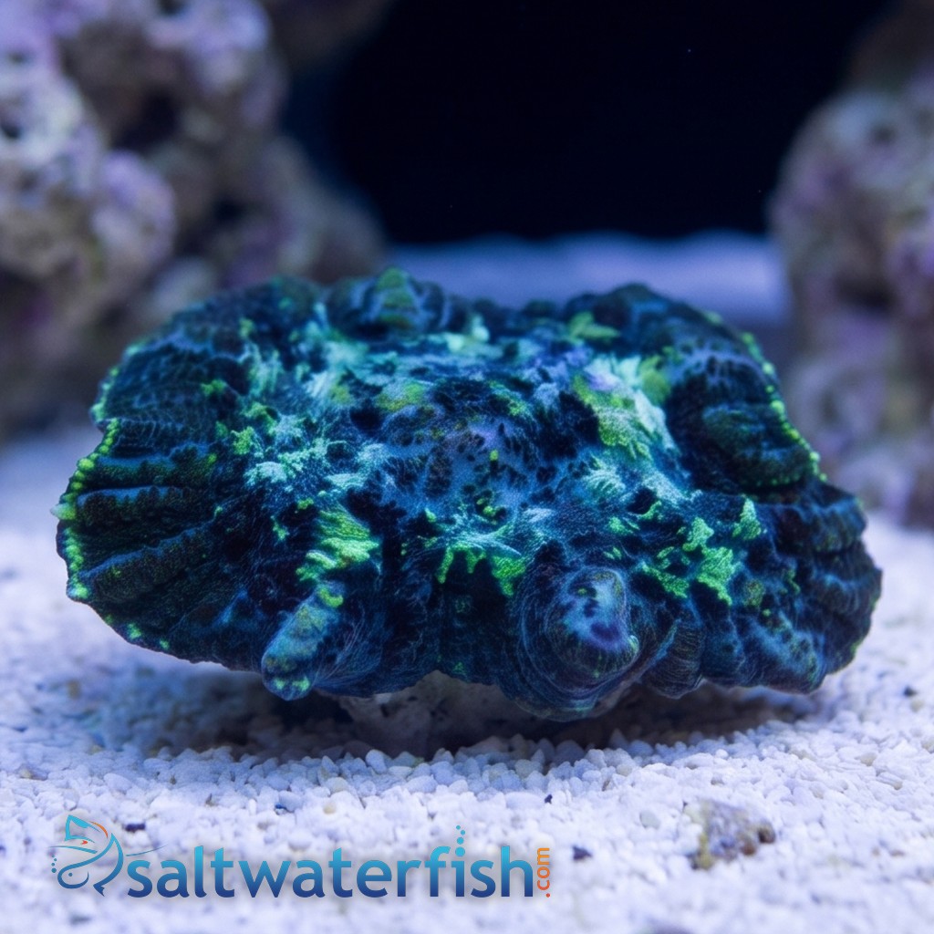 Bullseye Mushroom Coral: Purple and Green