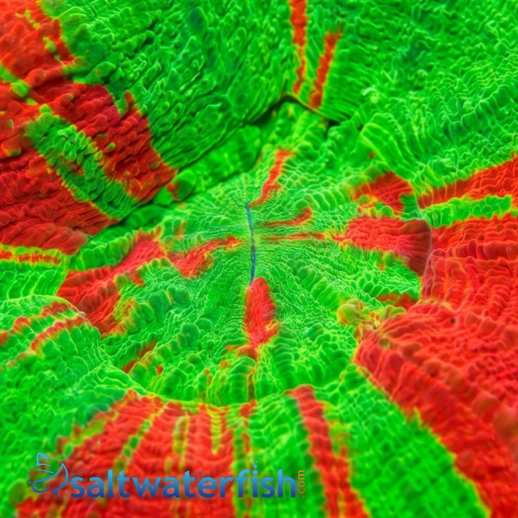 Scolymia "Toxic Apple": Neon Green w/ Red Stripes 