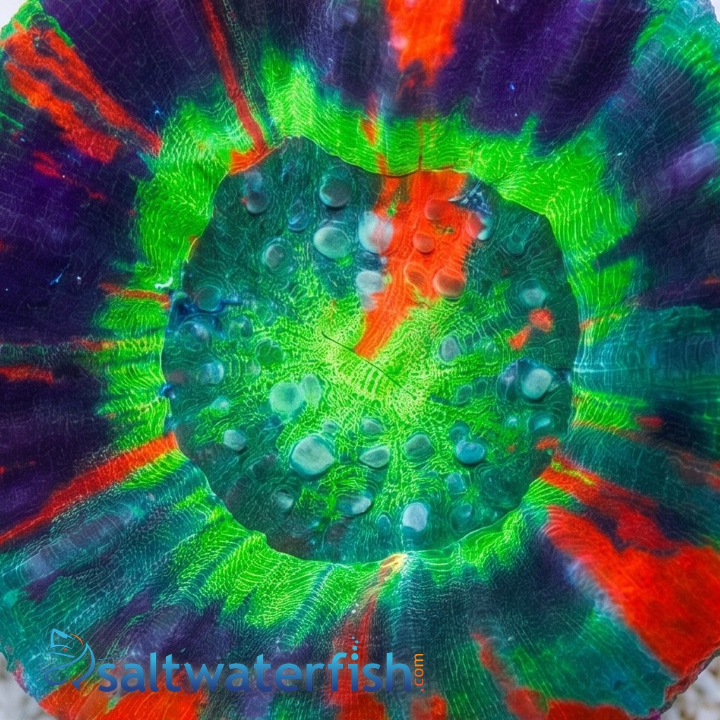 Scolymia Ultra Master Australis, Neon Green, Purple Ring w/Orange Stripes