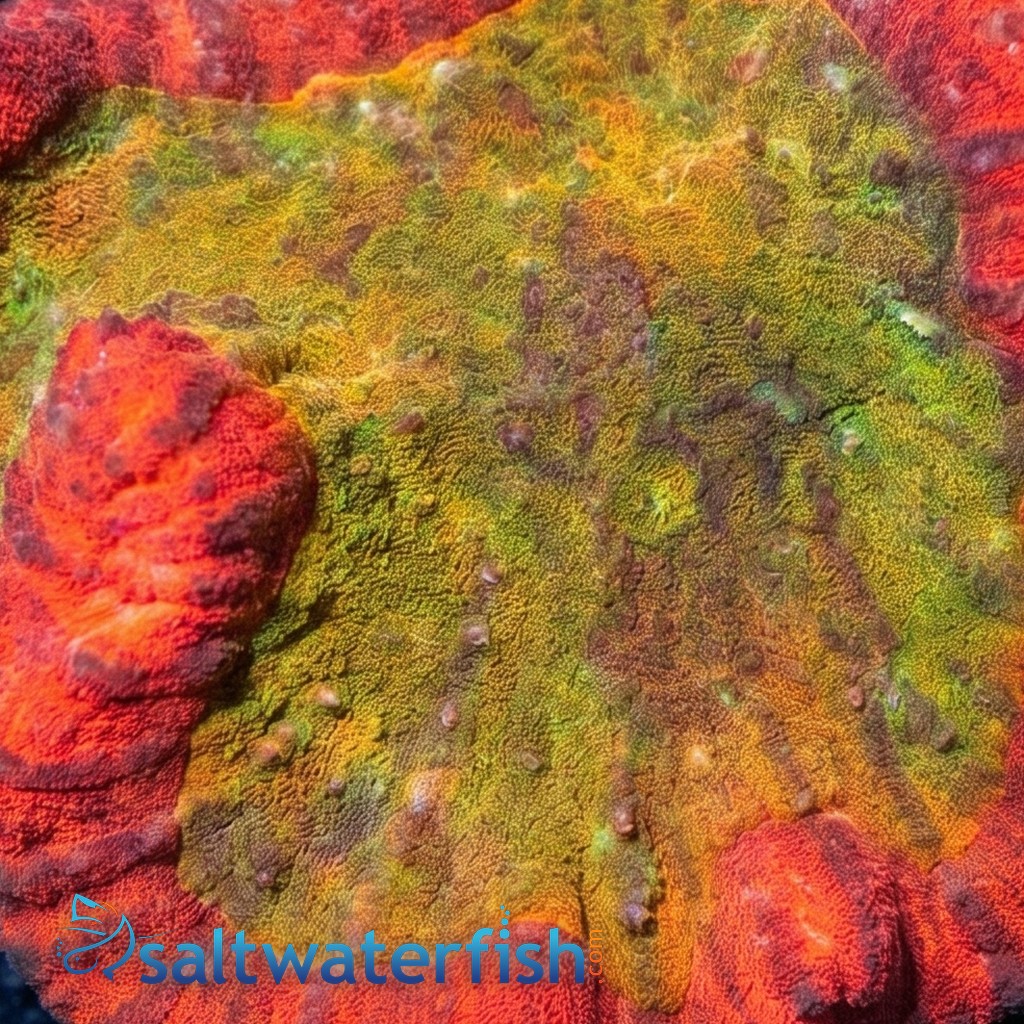 Symphyllia Brain Coral Dented Red w/ Orange Center - Aquacultured
