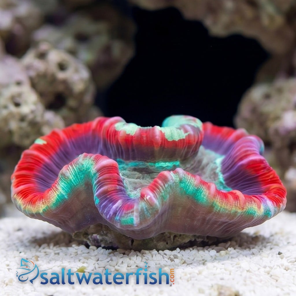 Brain Coral Folded - Red w/ Green Mouth - Fiji