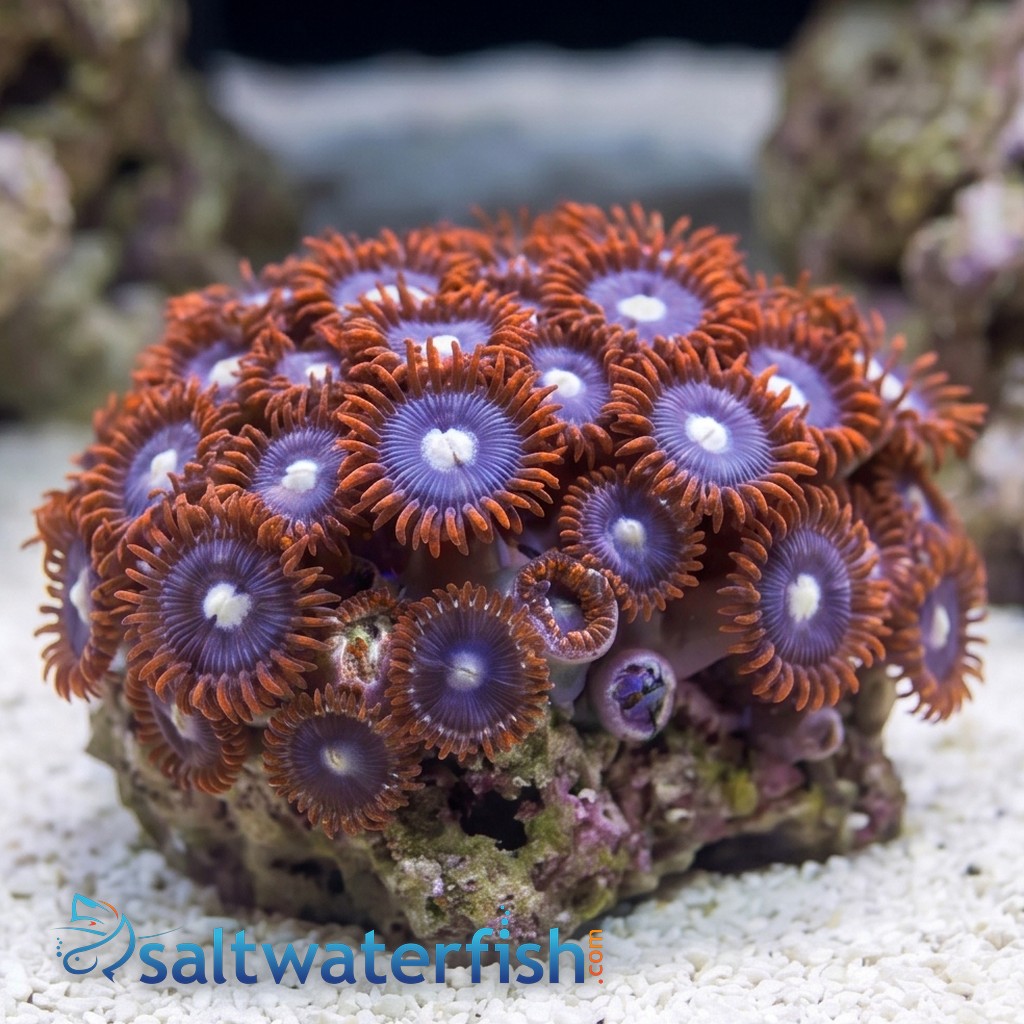 Colony Rock (Zoanthid): Orange w/ Red Skirt